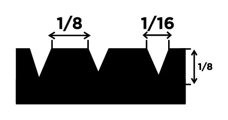 RUBBER GRIP FLAT V NOTCH TROWEL 1/8 x 1/8 x 1/16