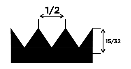 RUBBER GRIP V NOTCH TROWEL 1/2 x 15/32