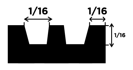 RUBBER GRIP FLAT V NOTCH TROWEL 1/16 x 1/16 x 1/16