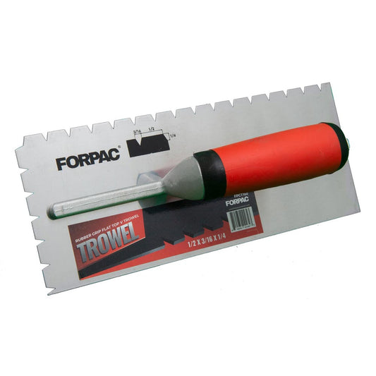 RUBBER GRIP FLAT TOP V  NOTCH TROWEL 3/16 x 1/4 x 1/2