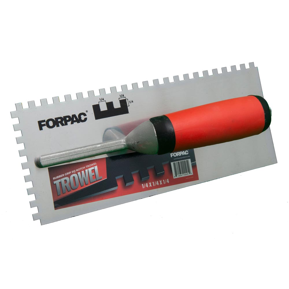 RUBBER GRIP SQUARE NOTCH TROWEL 1/4 x 1/4 x 1/4 – FORPAC PRODUCTS, LLC