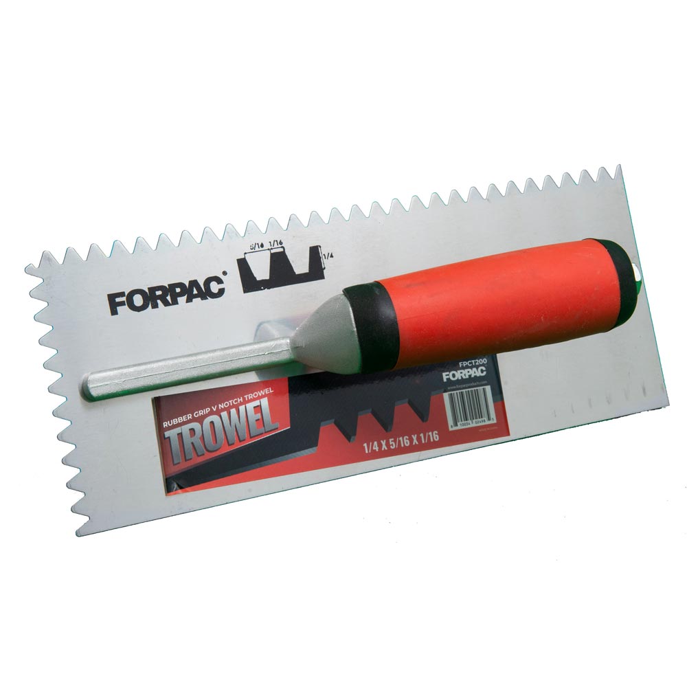 RUBBER GRIP V NOTCH TROWEL 1/4 x 5/16 x 1/16 – FORPAC PRODUCTS, LLC
