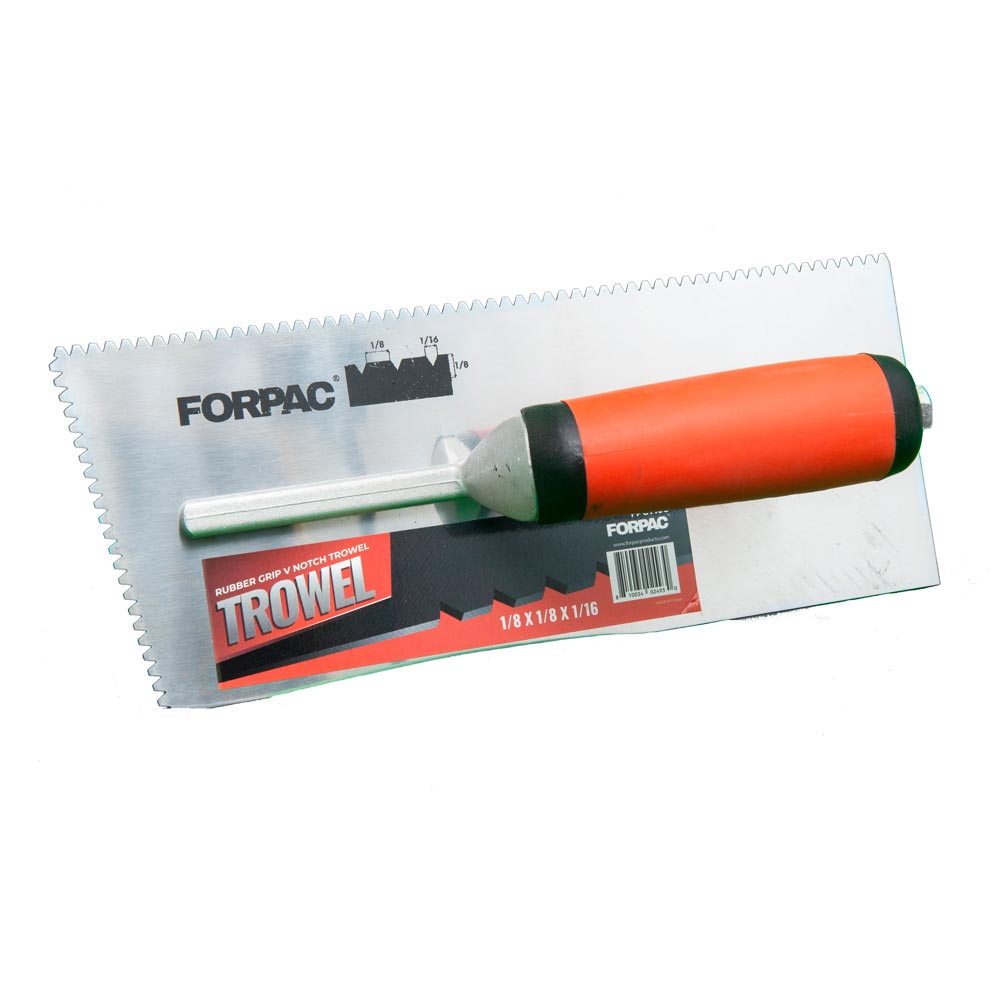RUBBER GRIP FLAT V  NOTCH TROWEL 1/8 x 1/8 x 1/16