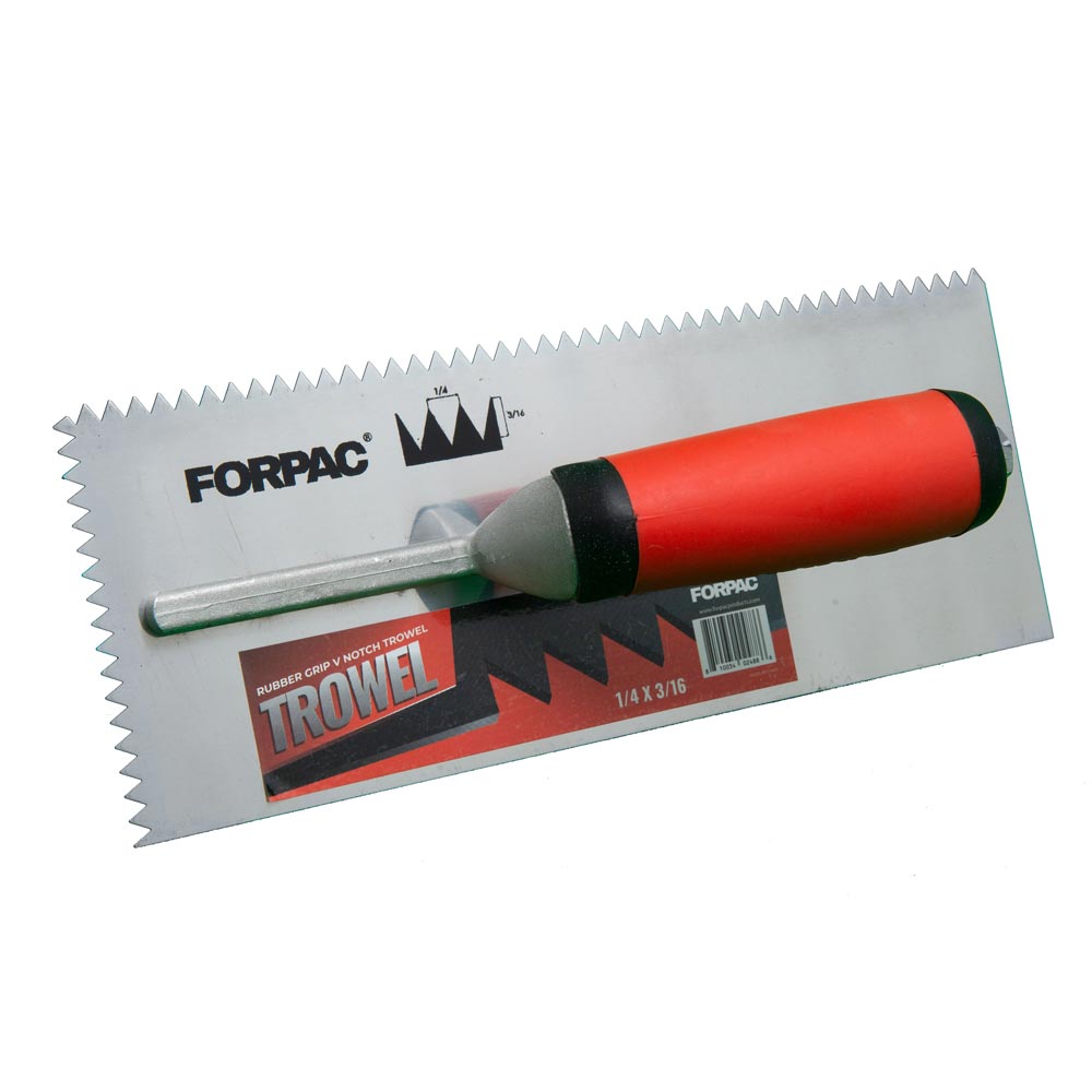 RUBBER GRIP V NOTCH TROWEL 3/16 x 1/4 – FORPAC PRODUCTS, LLC