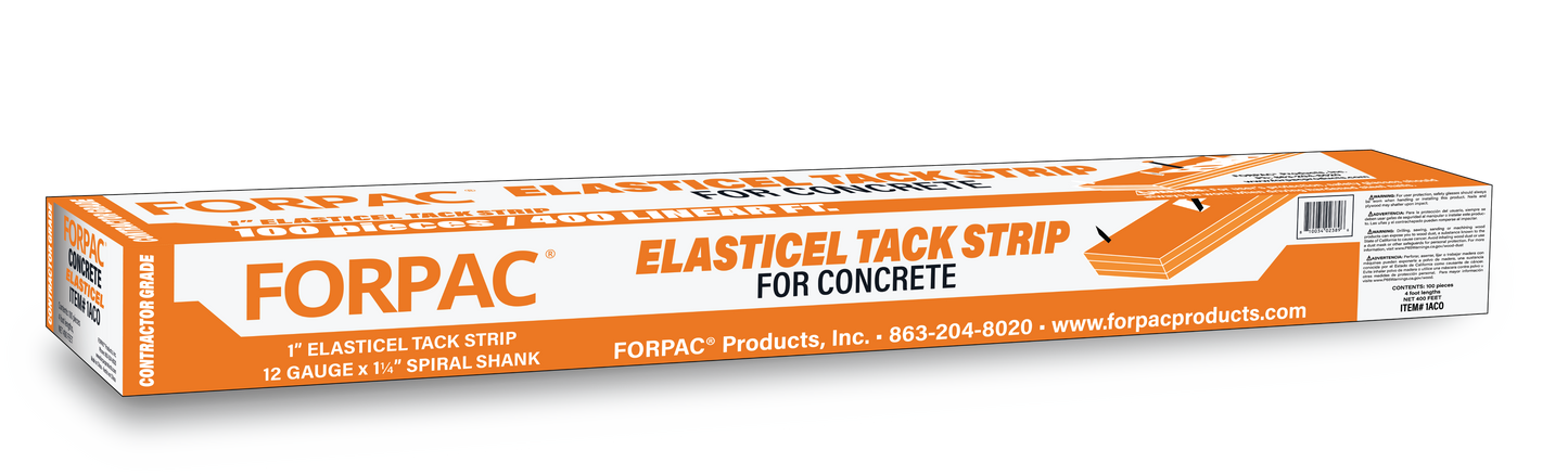 1” ELASTICEL TACK STRIP FOR CONCRETE - 12 GAUGE