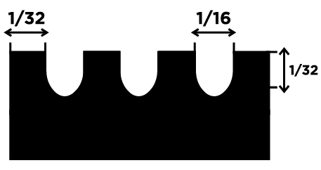RUBBER GRIP U  NOTCH TROWEL 1/32 x 1/16 x 1/32