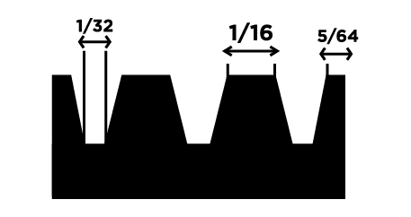 RUBBER GRIP FLAT V  NOTCH TROWEL 1/32 x 1/16 x 5/64