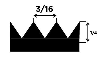 RUBBER GRIP V NOTCH TROWEL 3/16 x 1/4